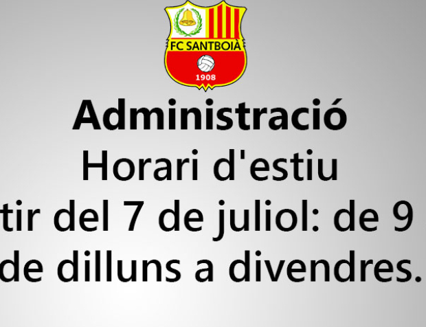 Administració: Horari d’estiu