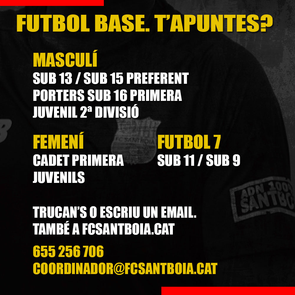 Apunta’t! Busquem nois i noies per reforçar el nostre futbol base
