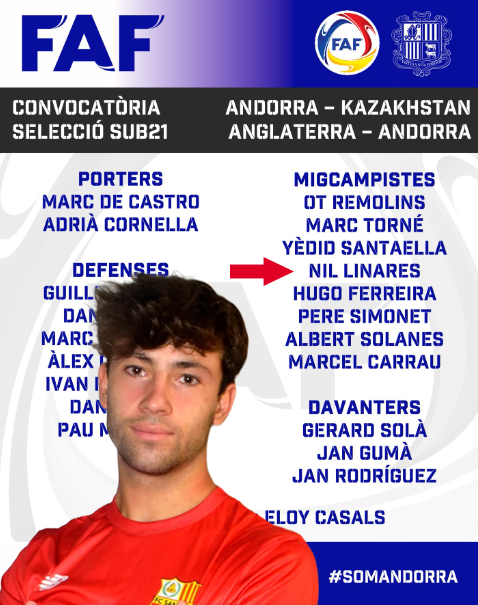“Lina”, convocat per l’Andorra contra Kazakhstan