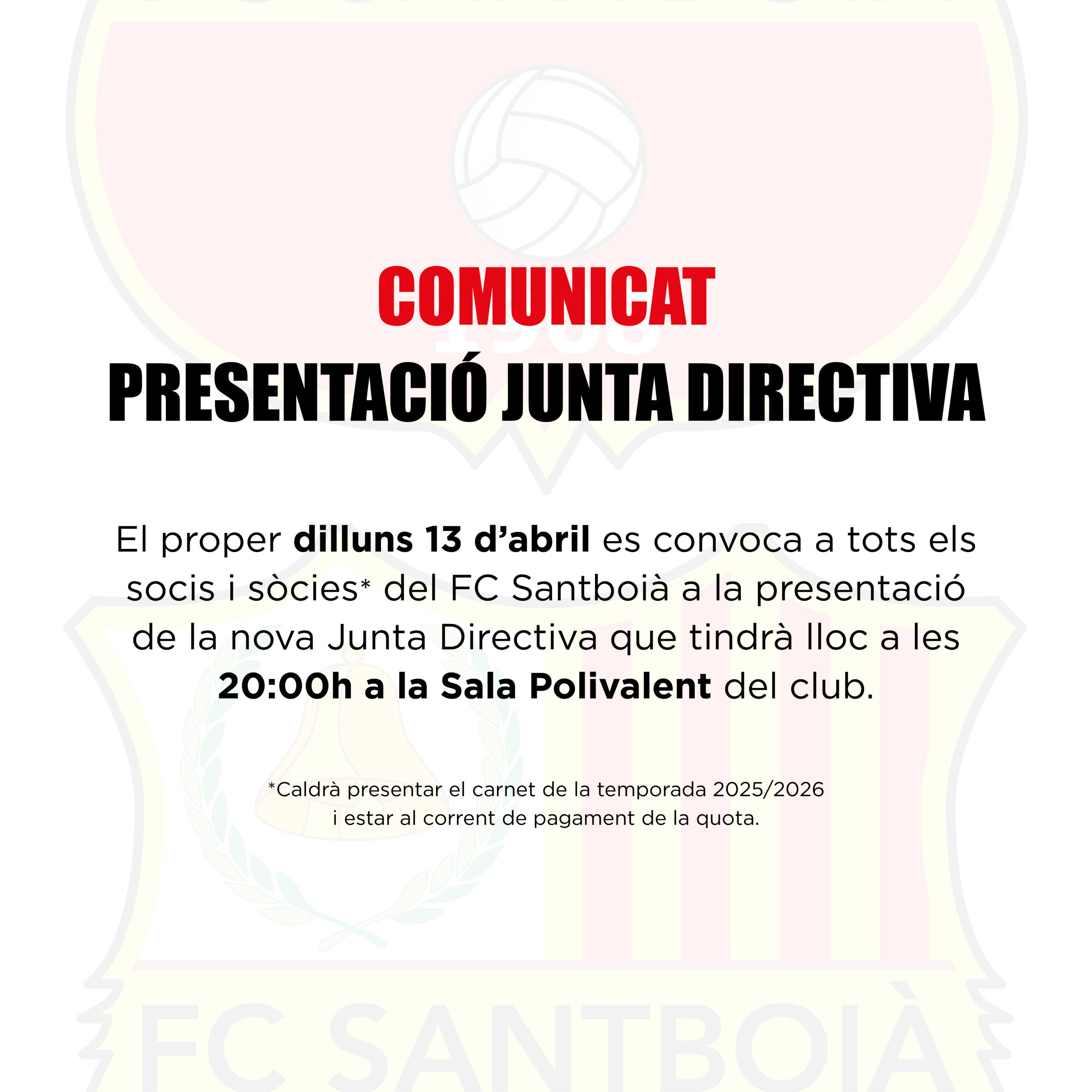 Presentació de la nova Junta Directiva